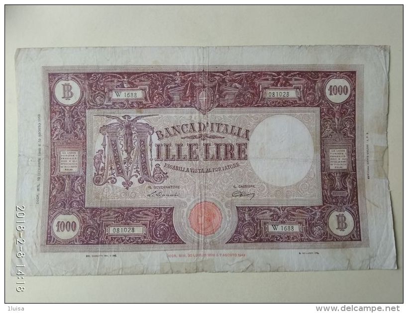 1000 Lire 1946 19/12/1946 - 1000 Liras