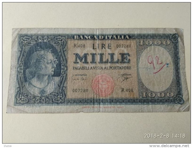 1000 Lire 1961 Medusa - 1000 Lire