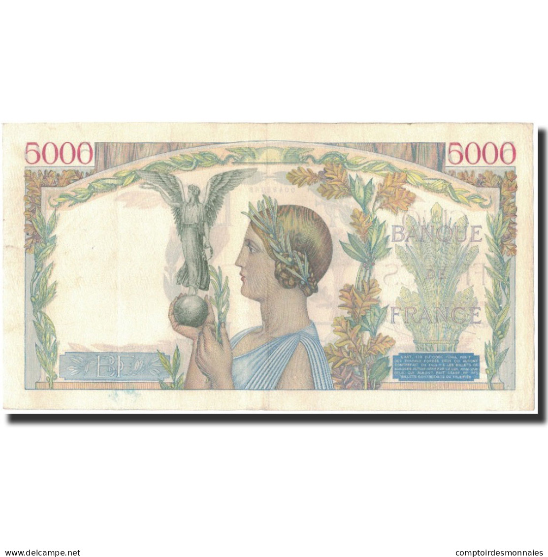 France, 5000 Francs, 1935-05-16, TTB+, Fayette:44.2, KM:82b - 5 000 F 1934-1944 ''Victoire''