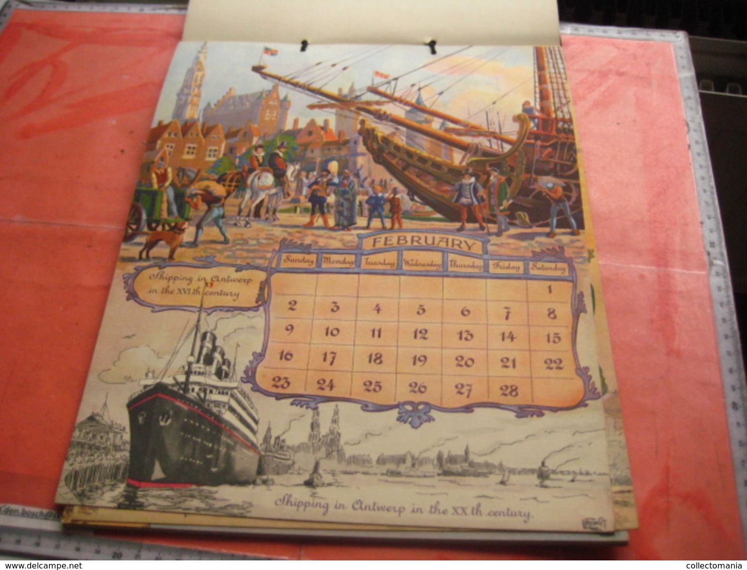 1930 Almanac Red Star Line World Cruise Shipping Calendar 12 Months - Illustrator FREINET Belgenland  Antwerpen VG Ship - Autres & Non Classés