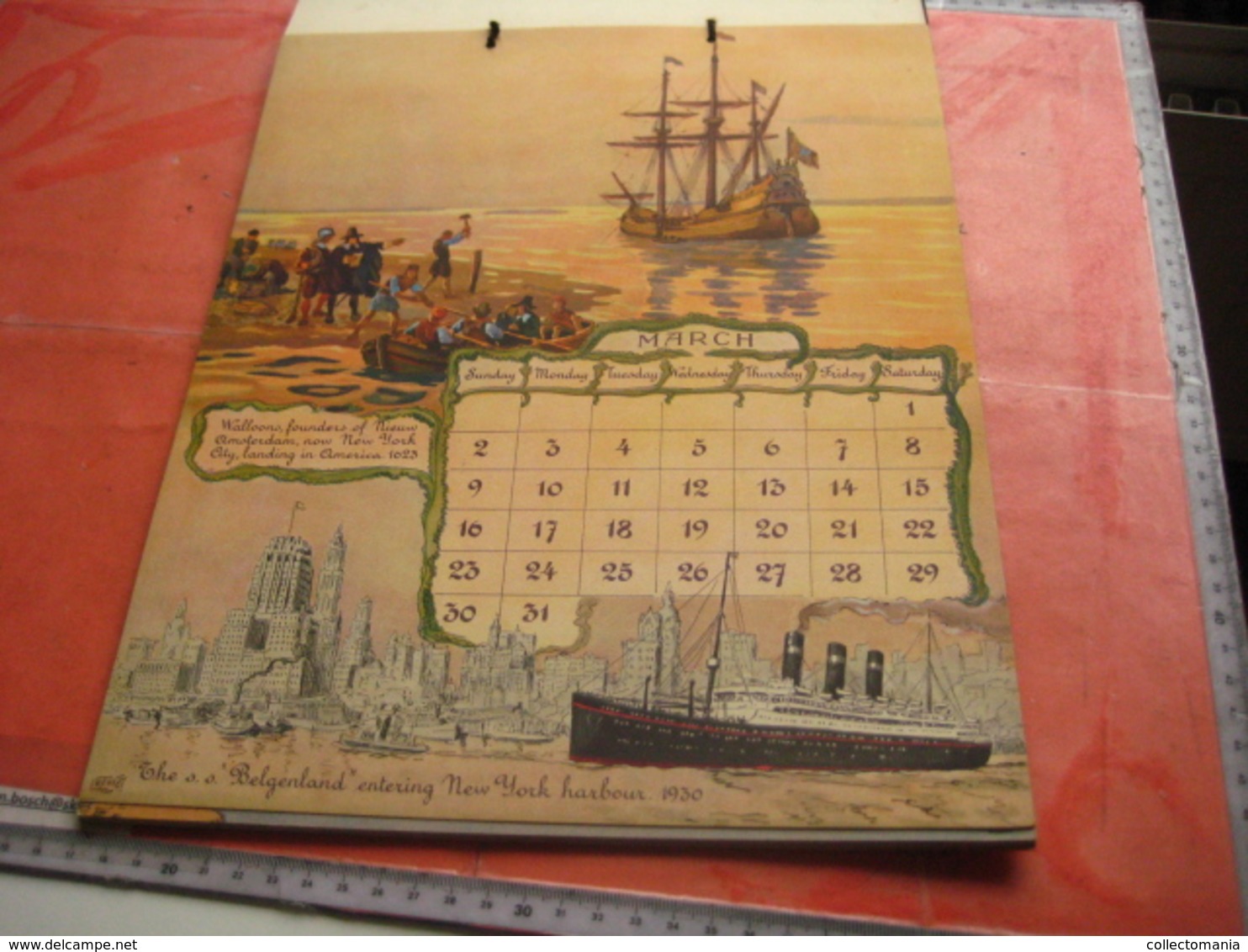 1930 Almanac Red Star Line World Cruise shipping Calendar 12 months - illustrator FREINET Belgenland  Antwerpen VG ship