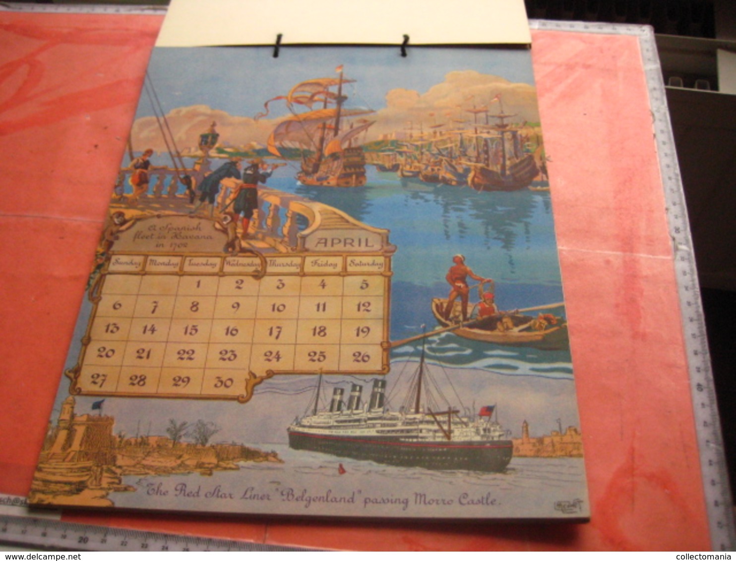 1930 Almanac Red Star Line World Cruise shipping Calendar 12 months - illustrator FREINET Belgenland  Antwerpen VG ship