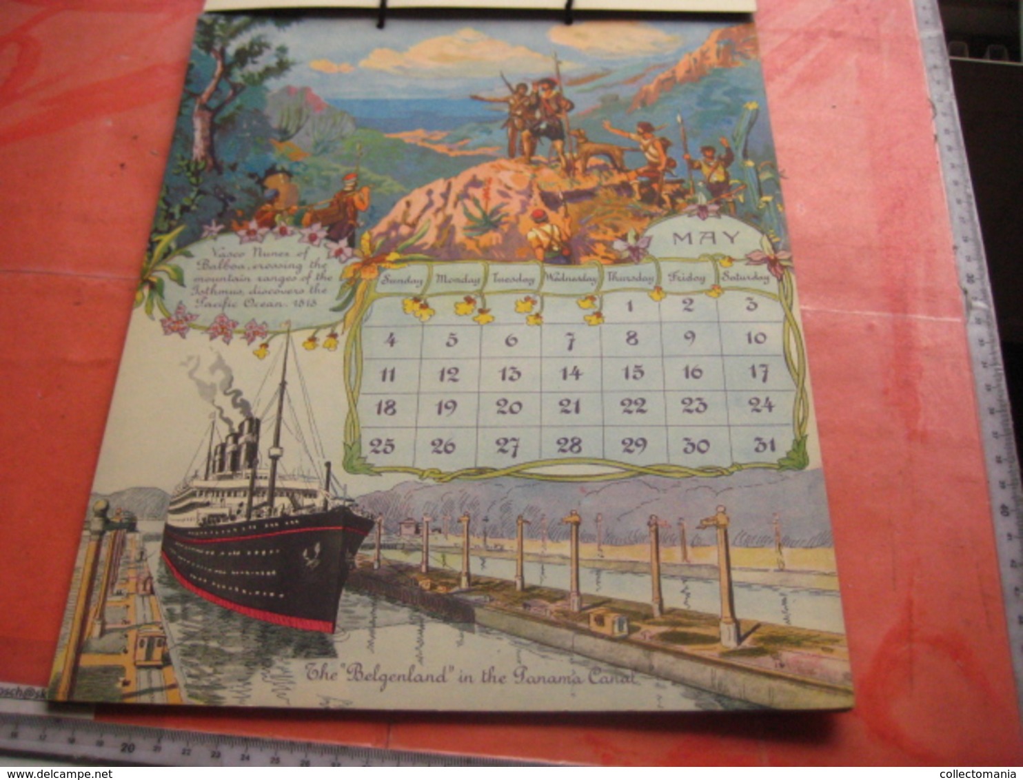 1930 Almanac Red Star Line World Cruise shipping Calendar 12 months - illustrator FREINET Belgenland  Antwerpen VG ship