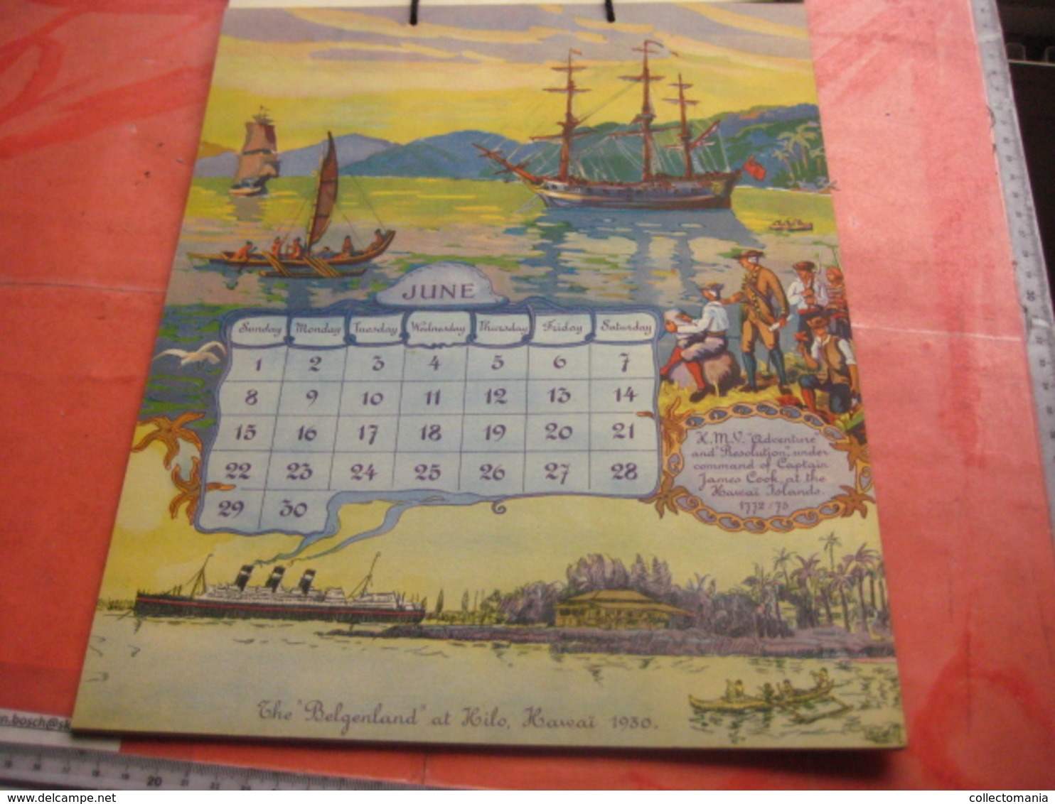 1930 Almanac Red Star Line World Cruise shipping Calendar 12 months - illustrator FREINET Belgenland  Antwerpen VG ship