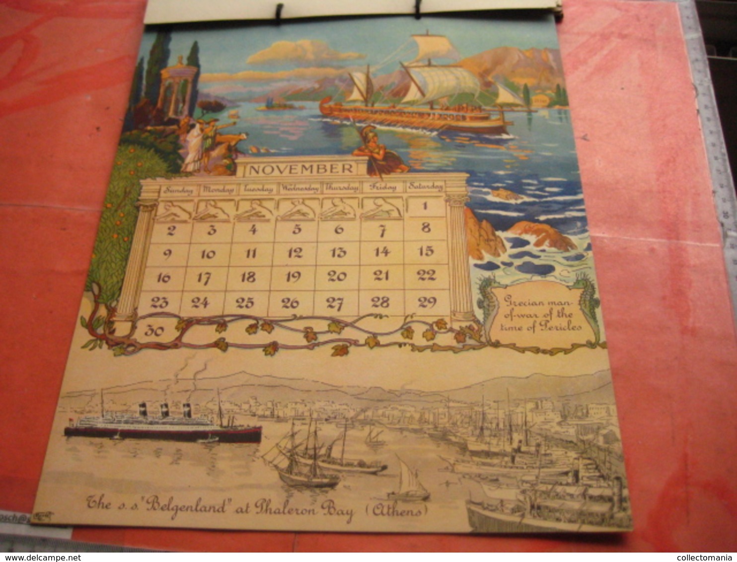 1930 Almanac Red Star Line World Cruise shipping Calendar 12 months - illustrator FREINET Belgenland  Antwerpen VG ship