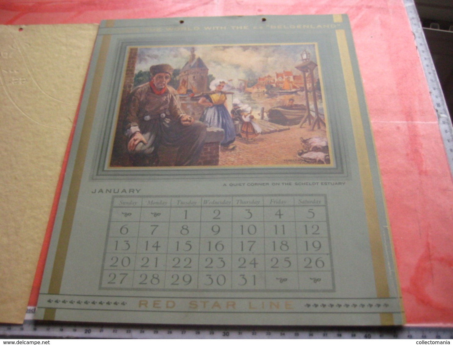 Red Star Line World Cruise - Shipping Calendar 12 Months - Illustrator VAN ROOSE Belgenland Approx 1930 Antwerpen VG - Grand Format : 1921-40