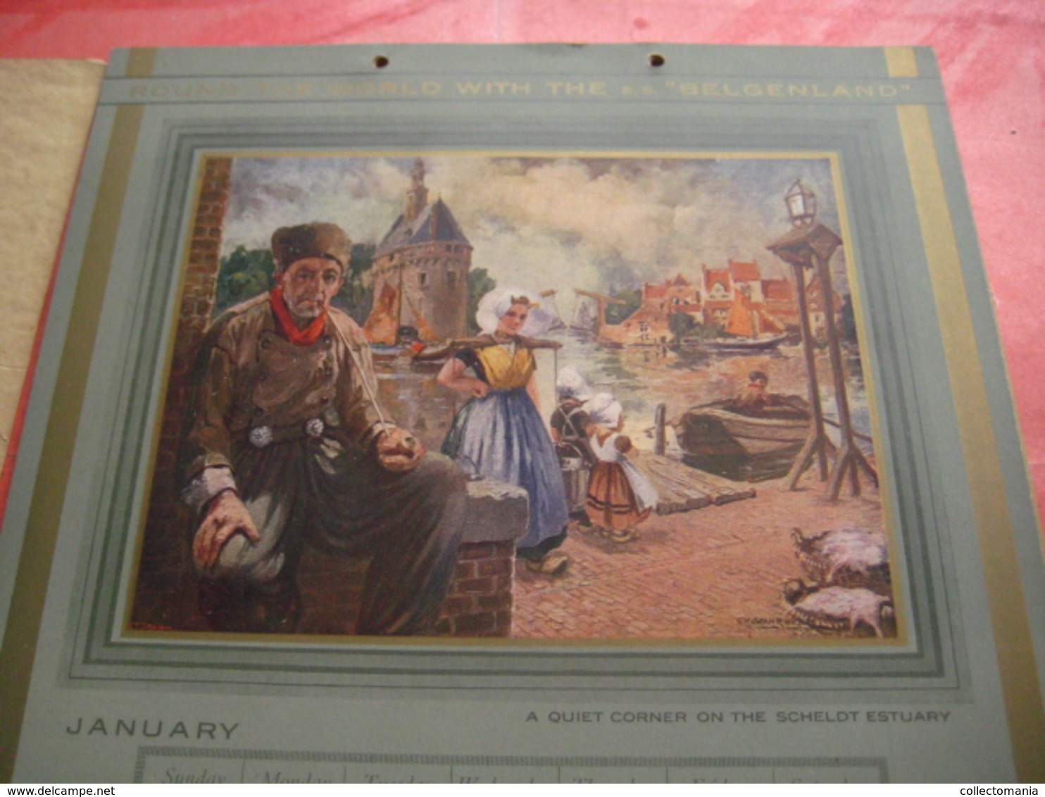 Red Star Line World Cruise - Shipping calendar 12 months - illustrator VAN ROOSE Belgenland approx 1930 Antwerpen VG