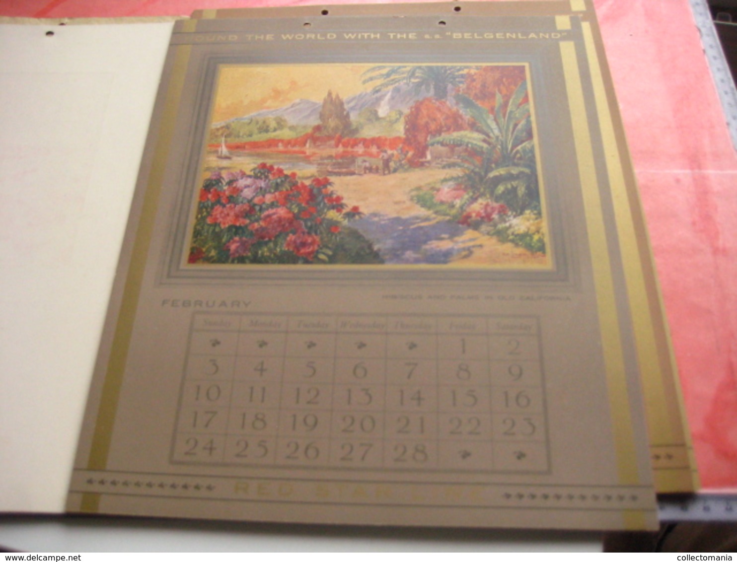 Red Star Line World Cruise - Shipping calendar 12 months - illustrator VAN ROOSE Belgenland approx 1930 Antwerpen VG