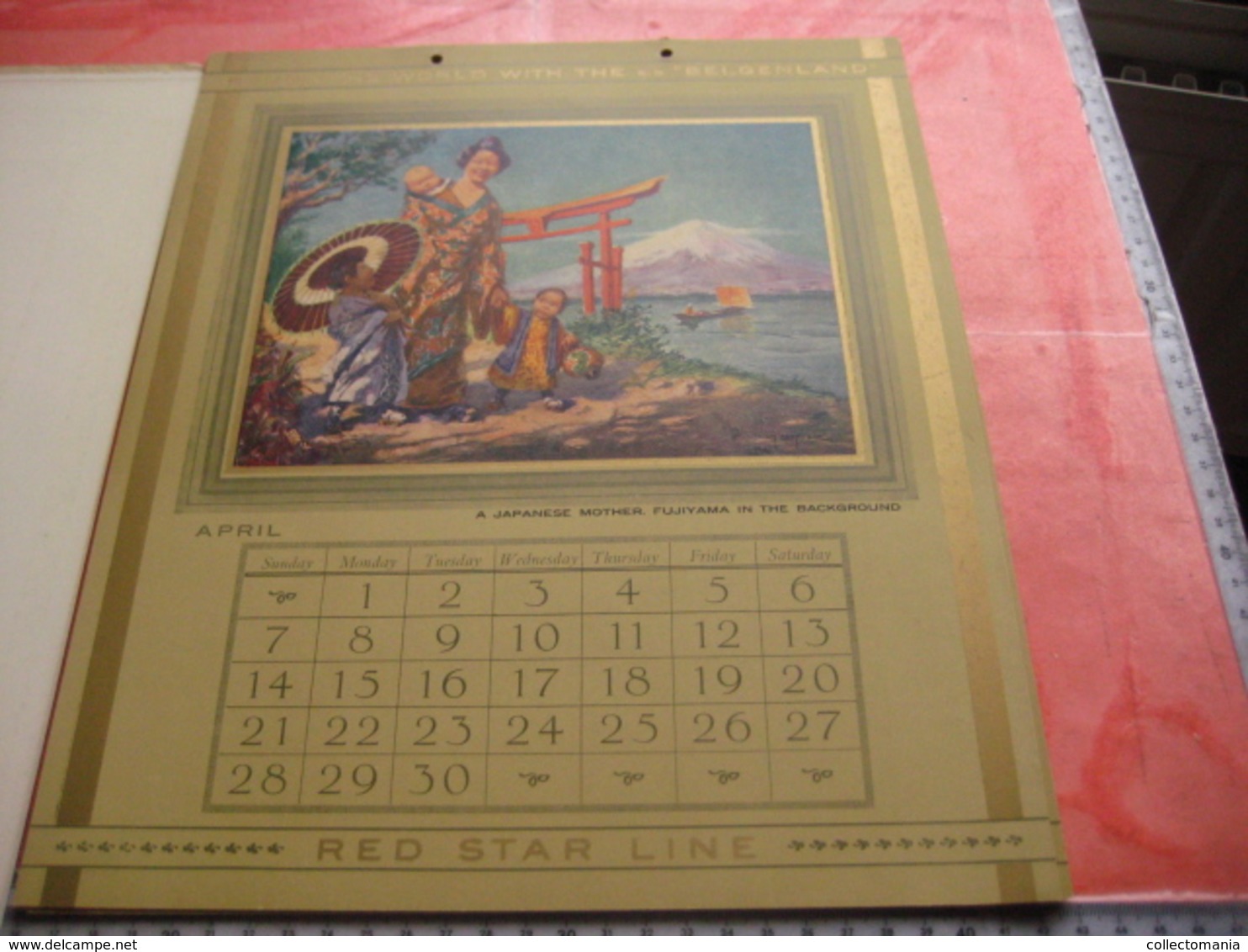 Red Star Line World Cruise - Shipping calendar 12 months - illustrator VAN ROOSE Belgenland approx 1930 Antwerpen VG