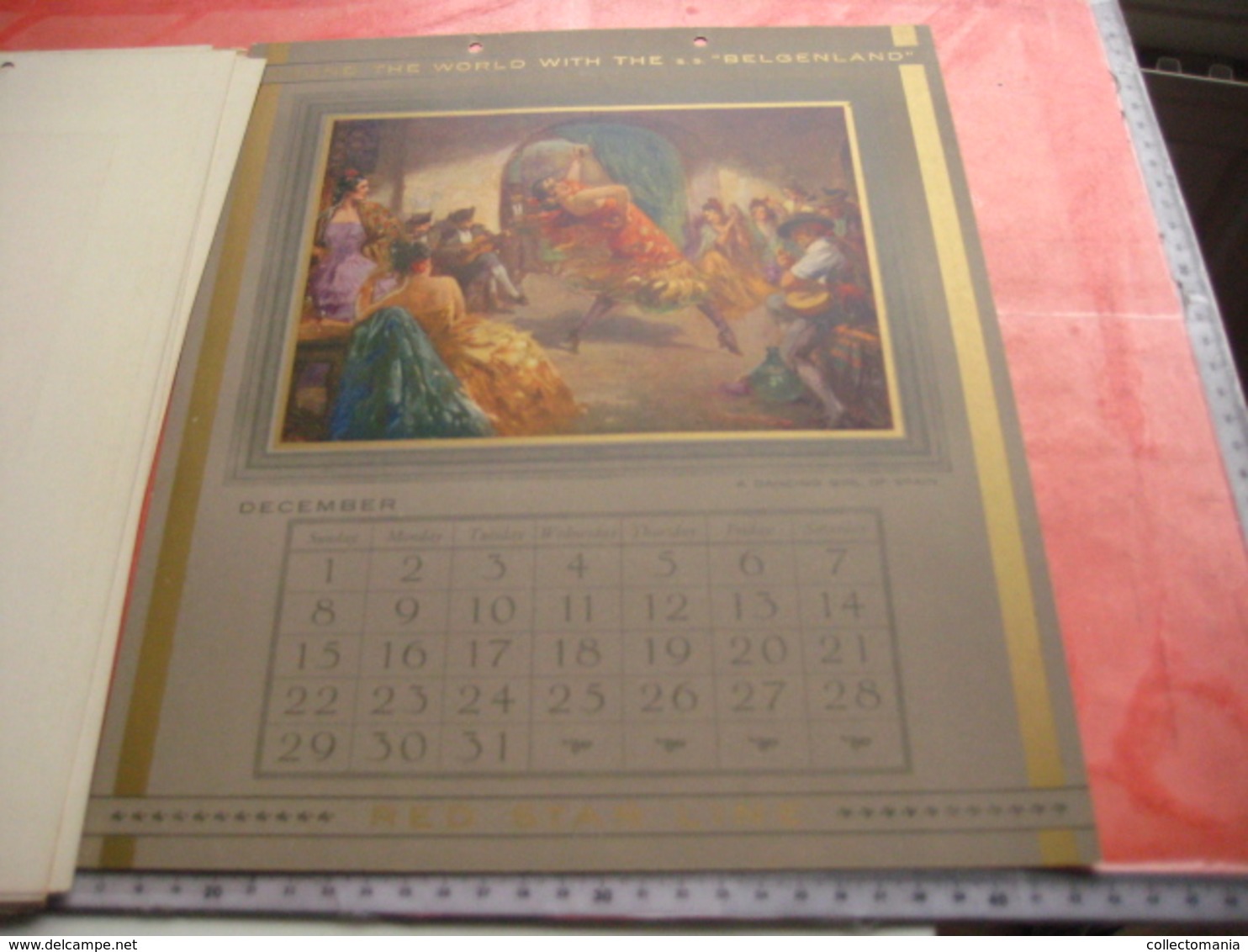 Red Star Line World Cruise - Shipping calendar 12 months - illustrator VAN ROOSE Belgenland approx 1930 Antwerpen VG