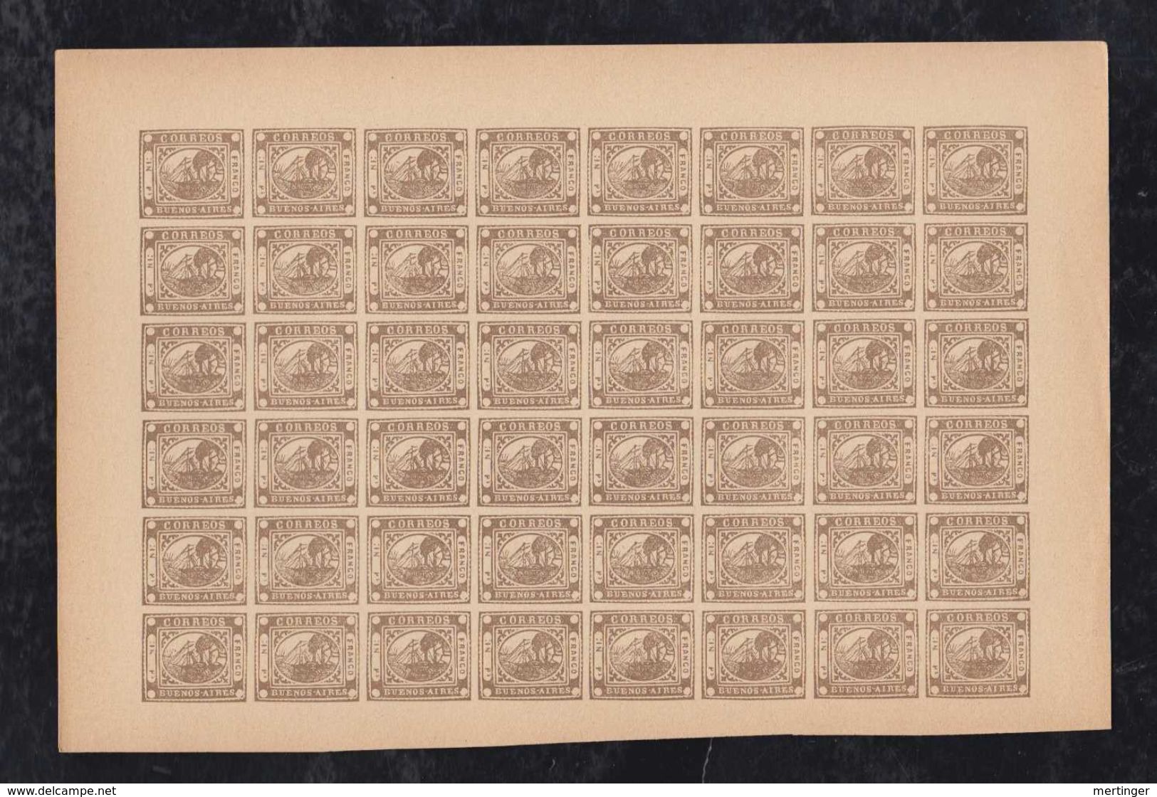 Argentina Buenos Aires 1858 BARQUITOS steamer  Mi# 1-8 SPIRO fakes forgery in 8 sheet of 48