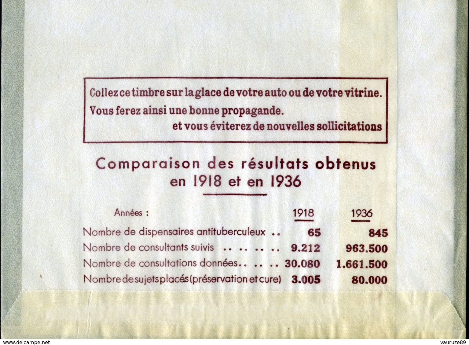 Tuberculose Antituberculeux - Grand Timbre De 1936  "10 Fr Pour La Santé" - Avec Pochette Comparaison . - Antitubercolosi