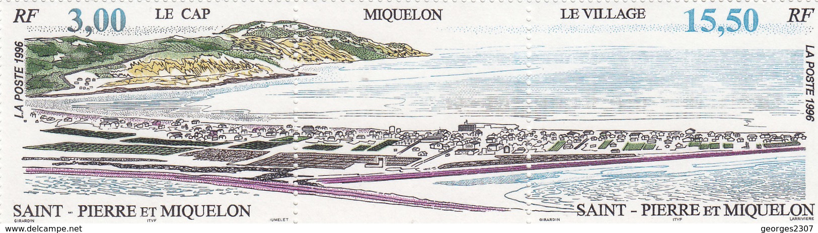 2 Trityques Neufs Dont Un Bord De Feuille St Pierre & Miquelon (le Cap, Le Village) 1993/96 - Unused Stamps