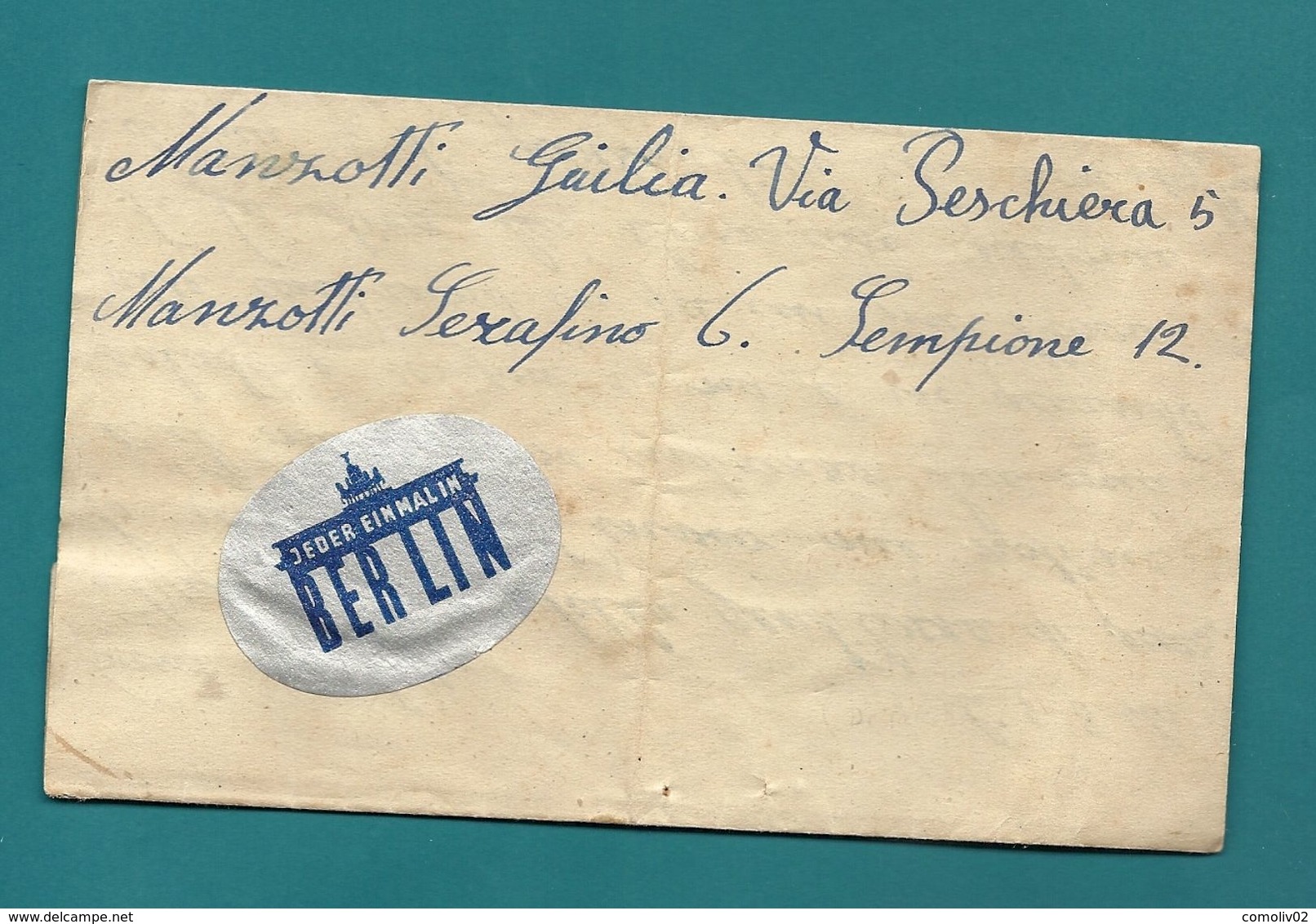 -= WW2 - Lettre D'un Prisonnier De Guerre Italien En PALESTINE - 1946 =-       MILAN - Guerre De 1939-45