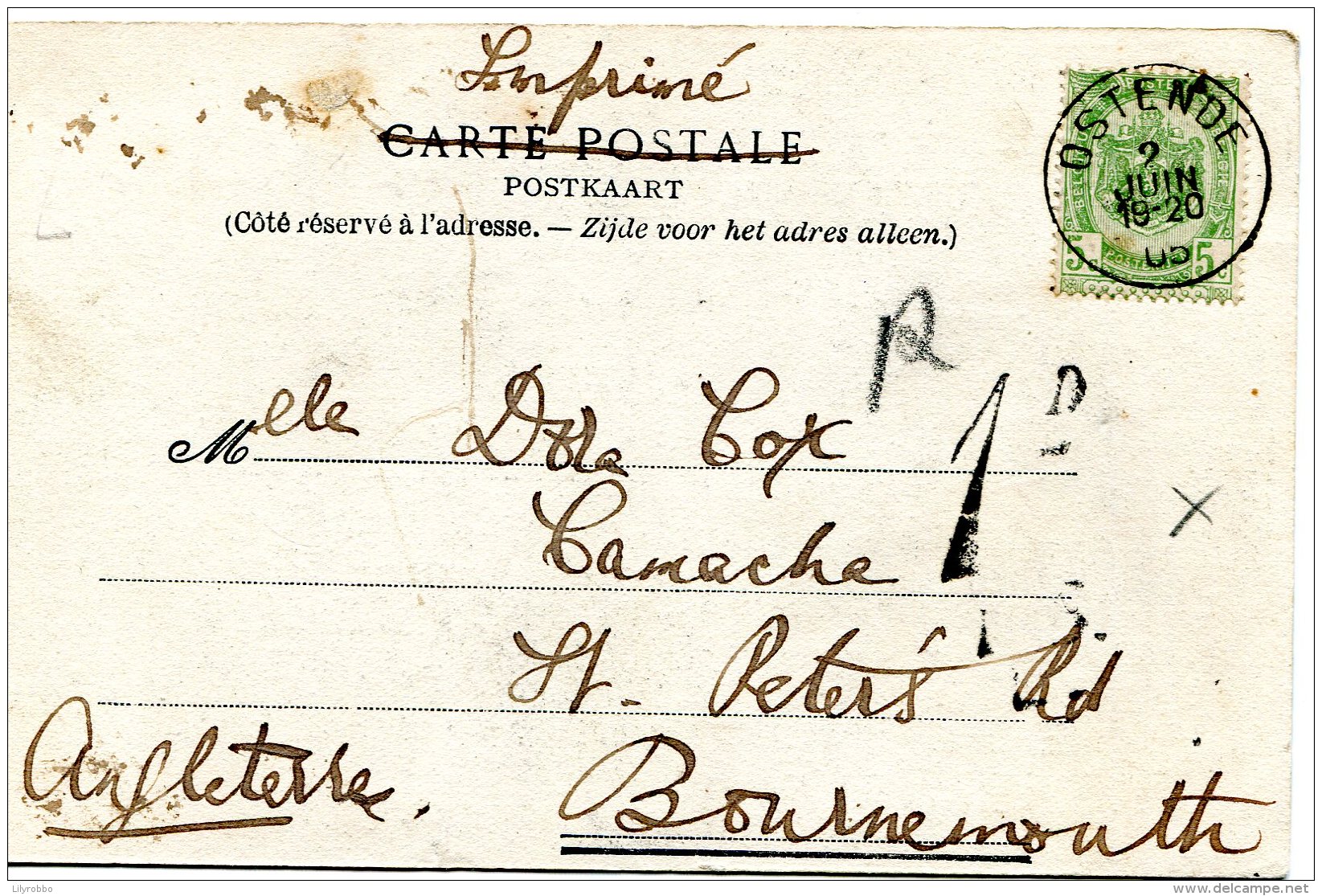 BELGIUM -  Ostende La Chalet Royal - Undivided Rear VG 1905 Postmark Etc - Oostende