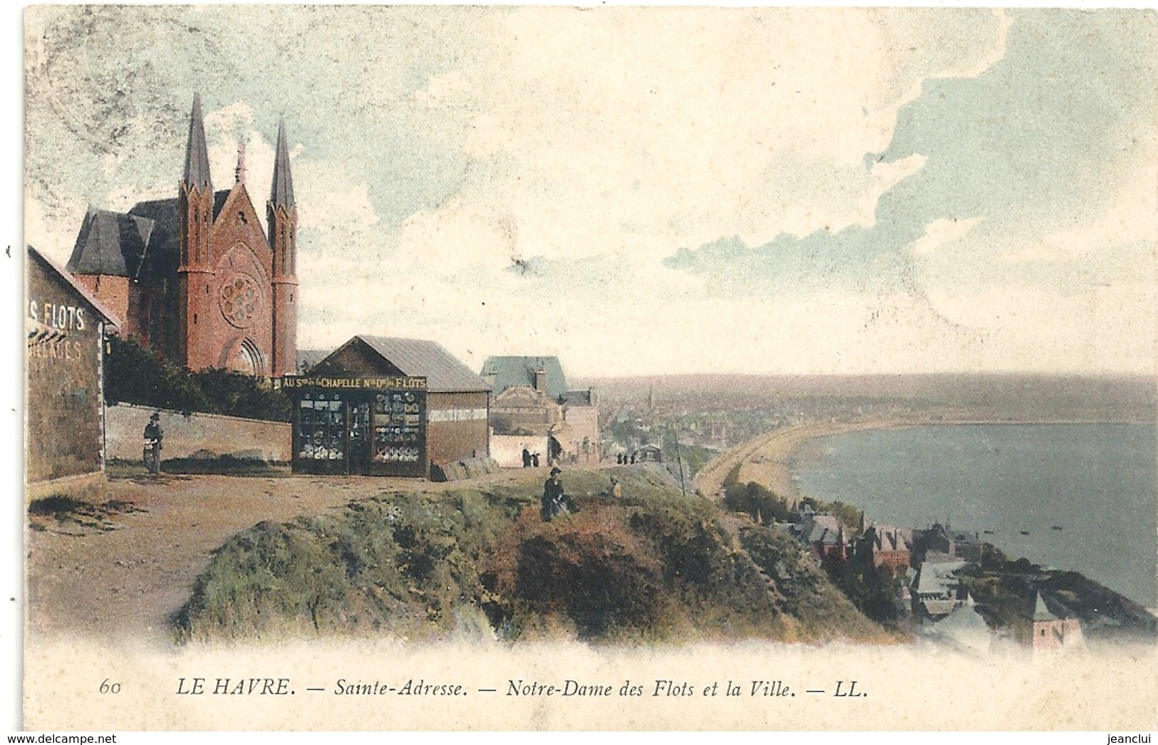 60. LE HAVRE . SAINTE-ADRESSE . NOTRE-DAME DES FLOTS ET LA VILLE . AFFR LE 10-07-1904 AU VERSO . 2 SCANES - Sainte Adresse