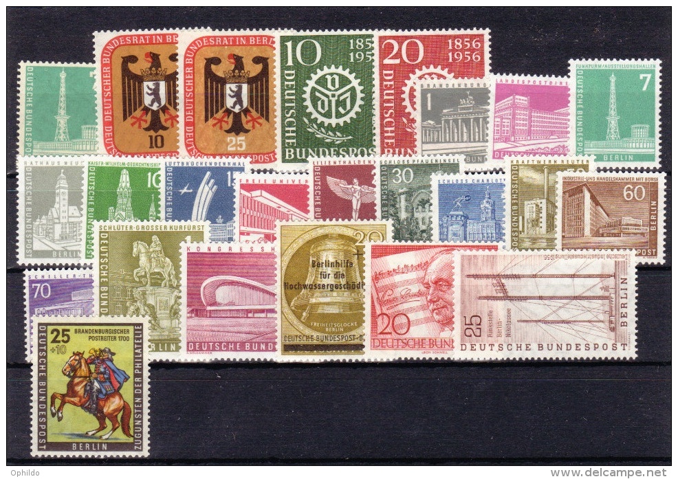 Berlin  Année Complete  Yvert  1956  * *  TB  Voir Scan Et Description - Unused Stamps