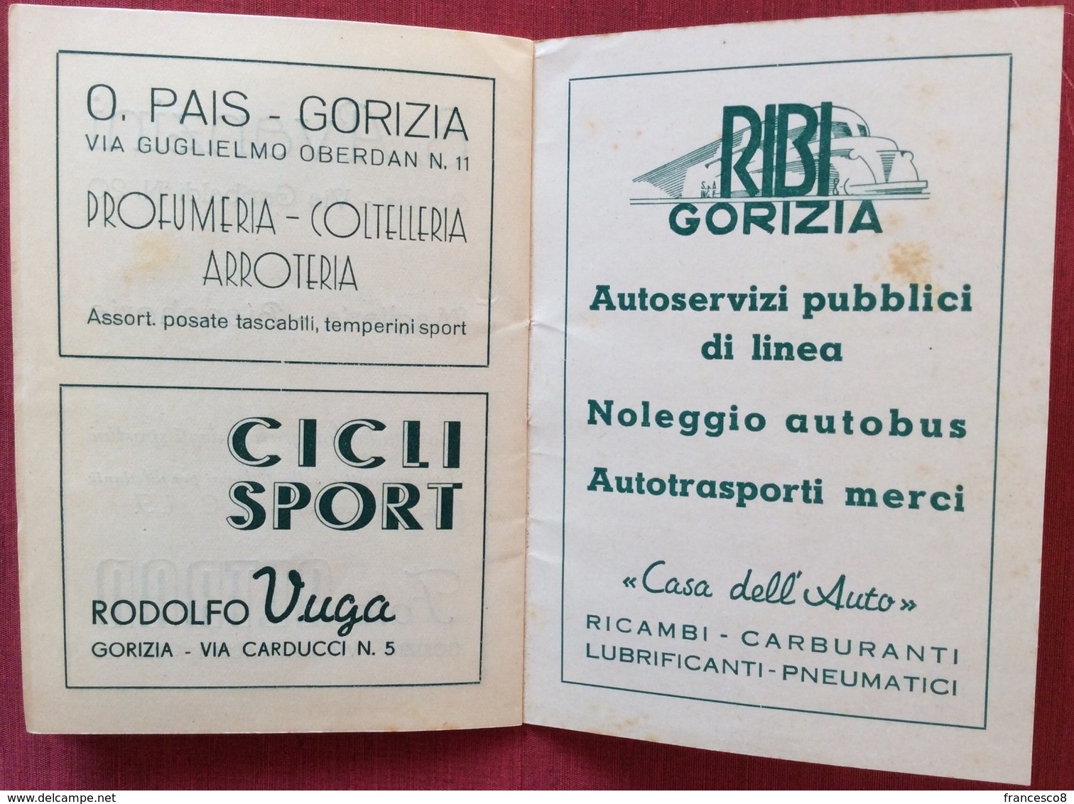 1949 CLUB ALPINO ITALIANO SEZIONE GORIZIA PROGRAMMA ESTIVO GITE SOCIALI / Timau Pontebba Sella Nevea Dogna Lussari