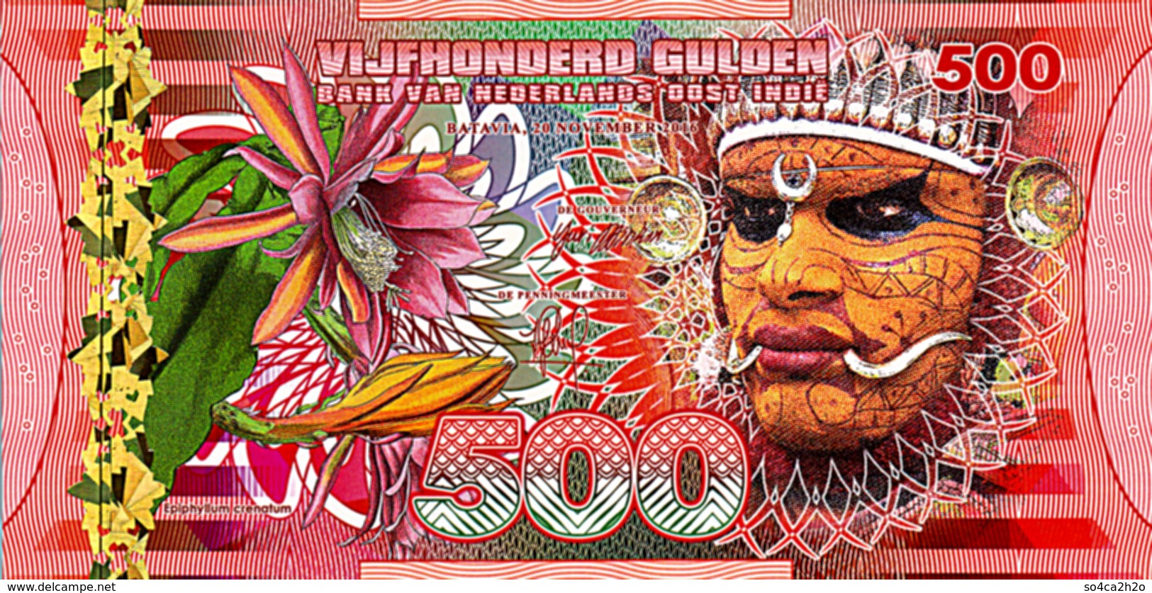 500 Gulden 2016 UNC  POLYMER 20 Novembre 2016 Paon Spicifere; Homme Netherlands East Indies (Indonesia), - Indonésie