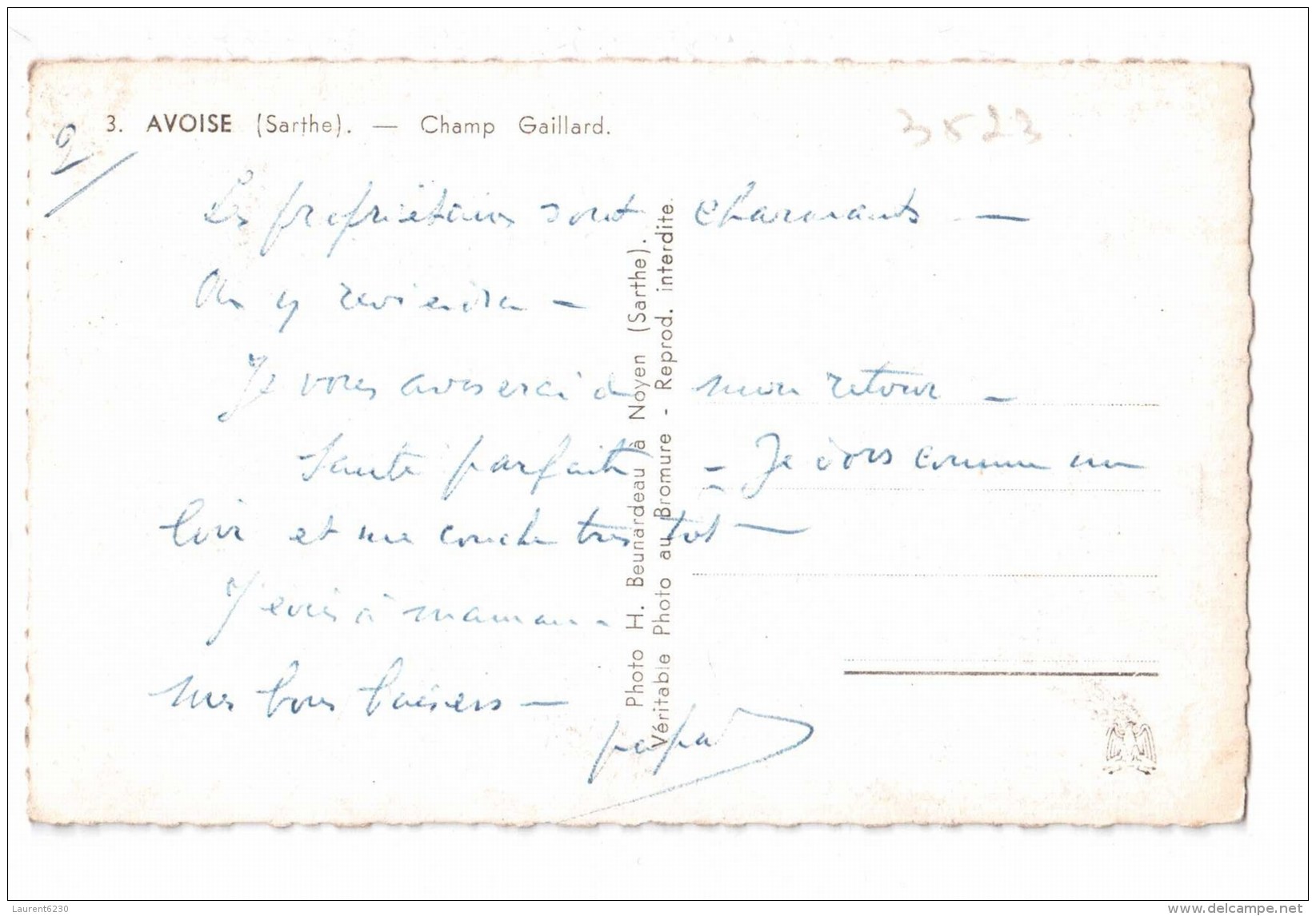 Avoise - Champ Gaillard - édit. H. Beunardeau 3 + Verso - Other & Unclassified