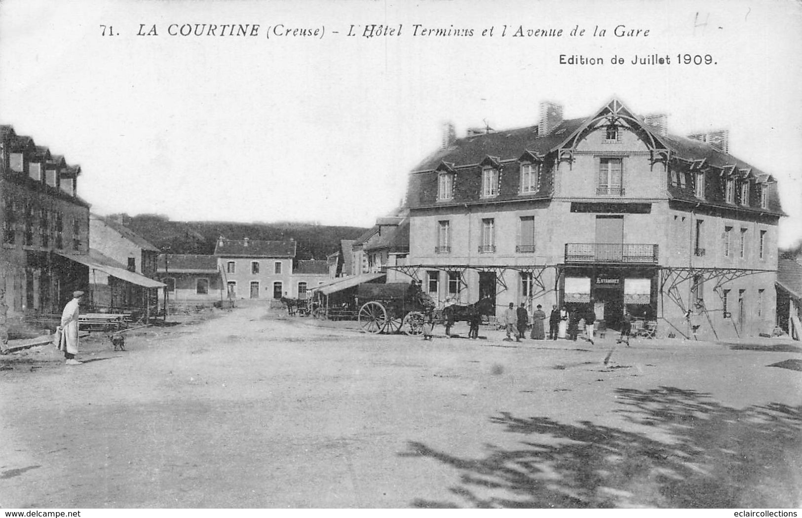 La Courtine        23     Hôtel Terminus Et Avenue De La Gare      (voir Scan) - La Courtine