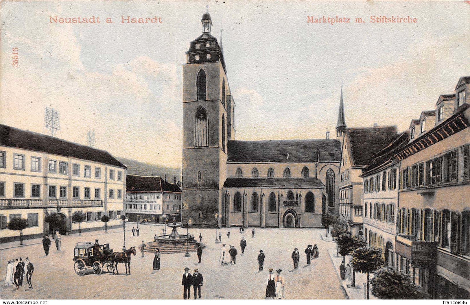 Carte Allemande - Neustadt A Haardt - Marktplatz Mit Stiftskirche - Neustadt / Orla