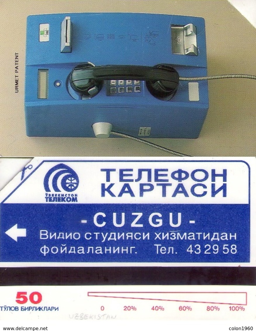 UZBEKISTAN. UZ-UZT-0003B. Blue Phone (Thick "URMET PATENT"). 50U. (001) - Oezbekistan