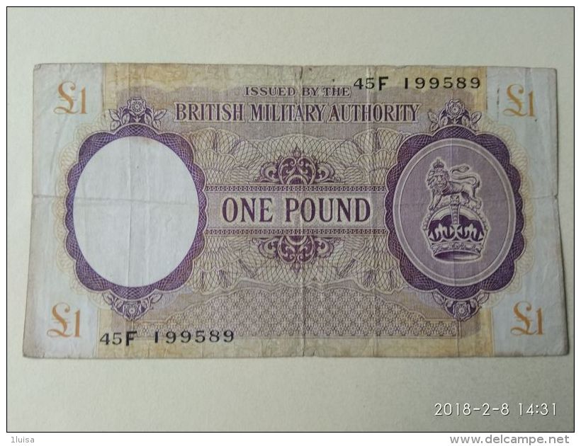 Occupazione Inglese In Sicilia 1 Pound 1943 - Altri & Non Classificati