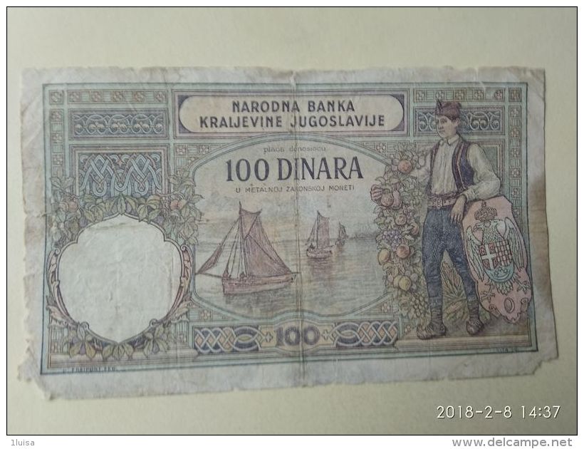 Occupazione Italiana Montenegro 100 Dinari 1941 - Zonder Classificatie