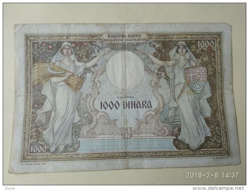 Occupazione Italiana Montenegro 1000 Dinari 1931 - Zonder Classificatie