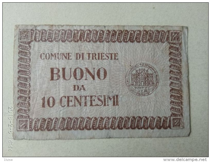 Comune Di Trieste 10 Centesimi 1945 - Buoni Di Cassa