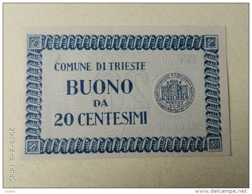 Comune Di Trieste 20 Centesimi 1945 - Buoni Di Cassa