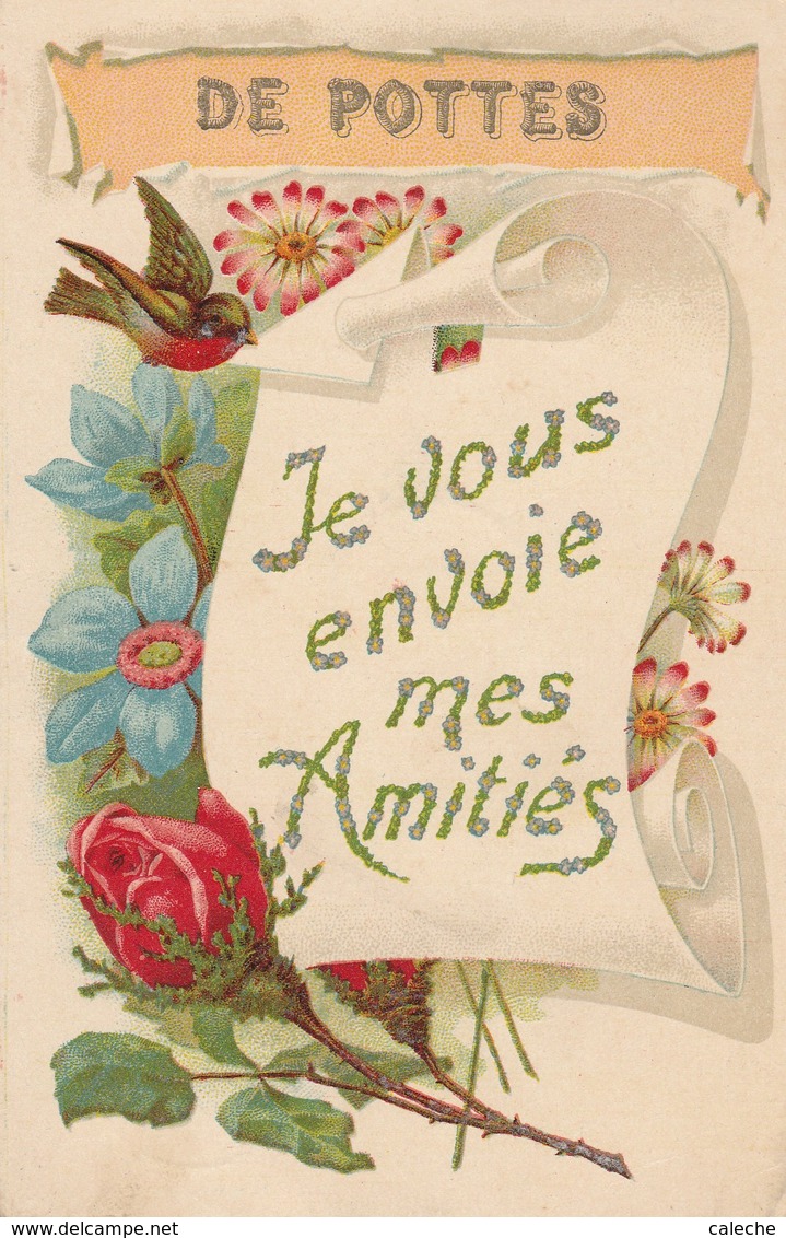 "Amitiés De Pottes" 1907 - Circulée - Recto Oblitération Relais POTTES - Celles