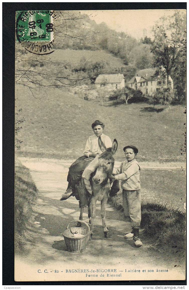 BAGNERES-de-BIGORRE- Laitière Et Son ânesse - Ferme De Riennel -   Recto Verso - Paypal Sans Frais - Bagneres De Bigorre