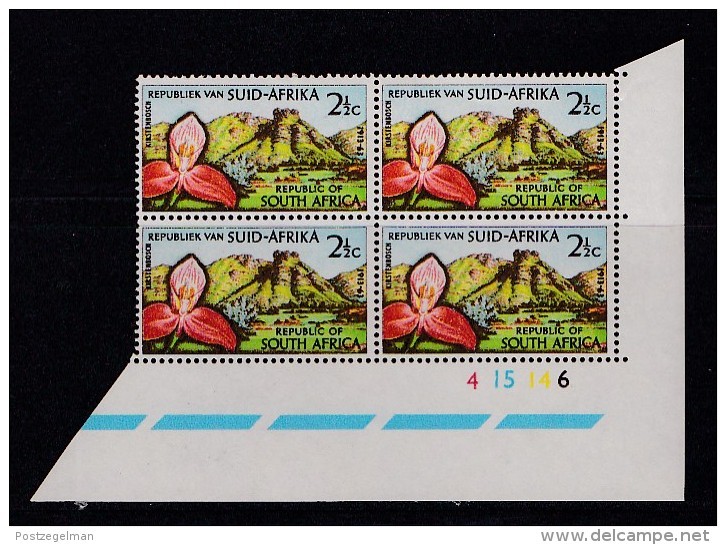 SOUTH AFRICA, 1963, MNH Control Block Of 4, Botanic Garden, M 313 - Used Stamps