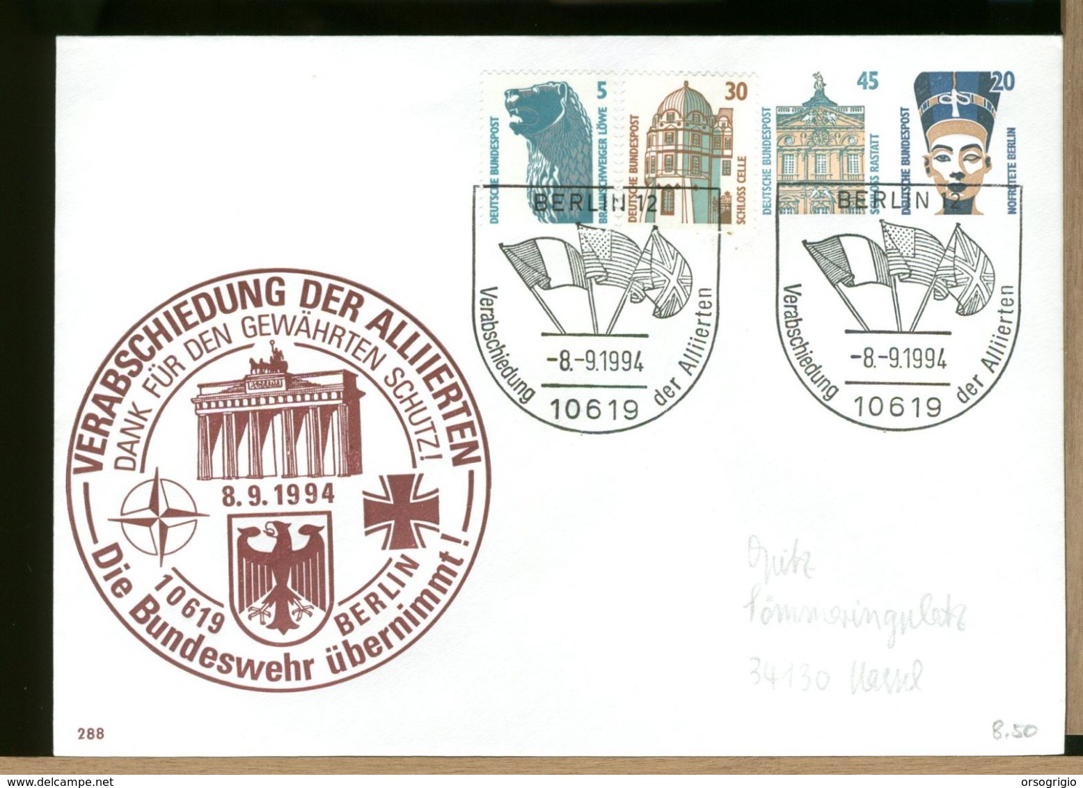 DEUTSCHE -  BERLIN - ALLIIERTEN  -  BRANDERBURG TOR - PORTA BRANDEBURGO - Enveloppes Privées - Oblitérées