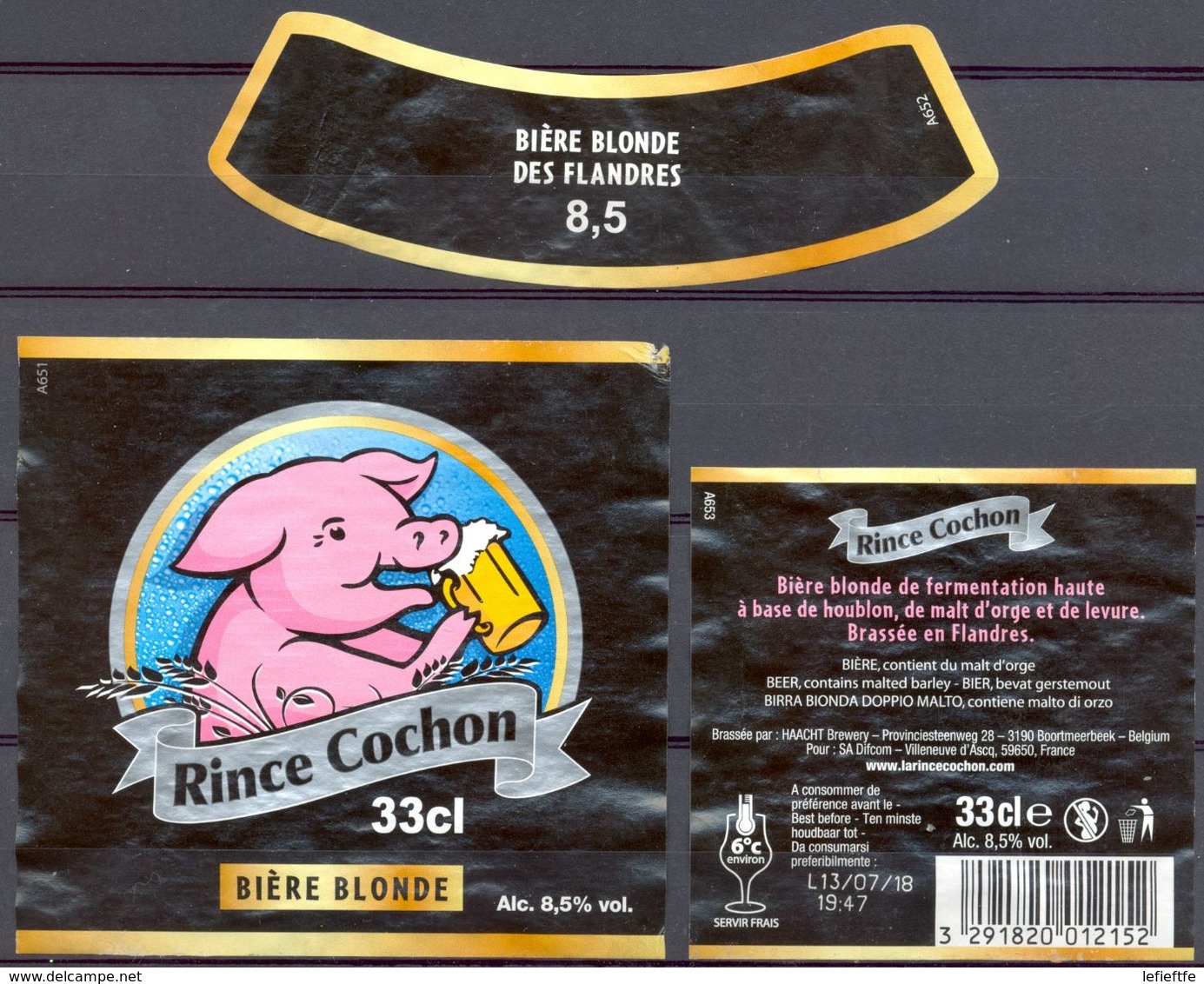 1600 -  Belgique  - Rince Cochon - Bière Blonde De Fernentation Haute - Brassée En Flandres - Beer