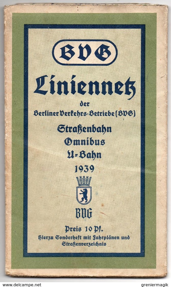 Brochure Berlin 1939 BVG - Liniennetz Berliner Verkhersbetriebe - Strassenbahn Omnibus U-Bahn - Plan - Réseau De Lignes - Europa