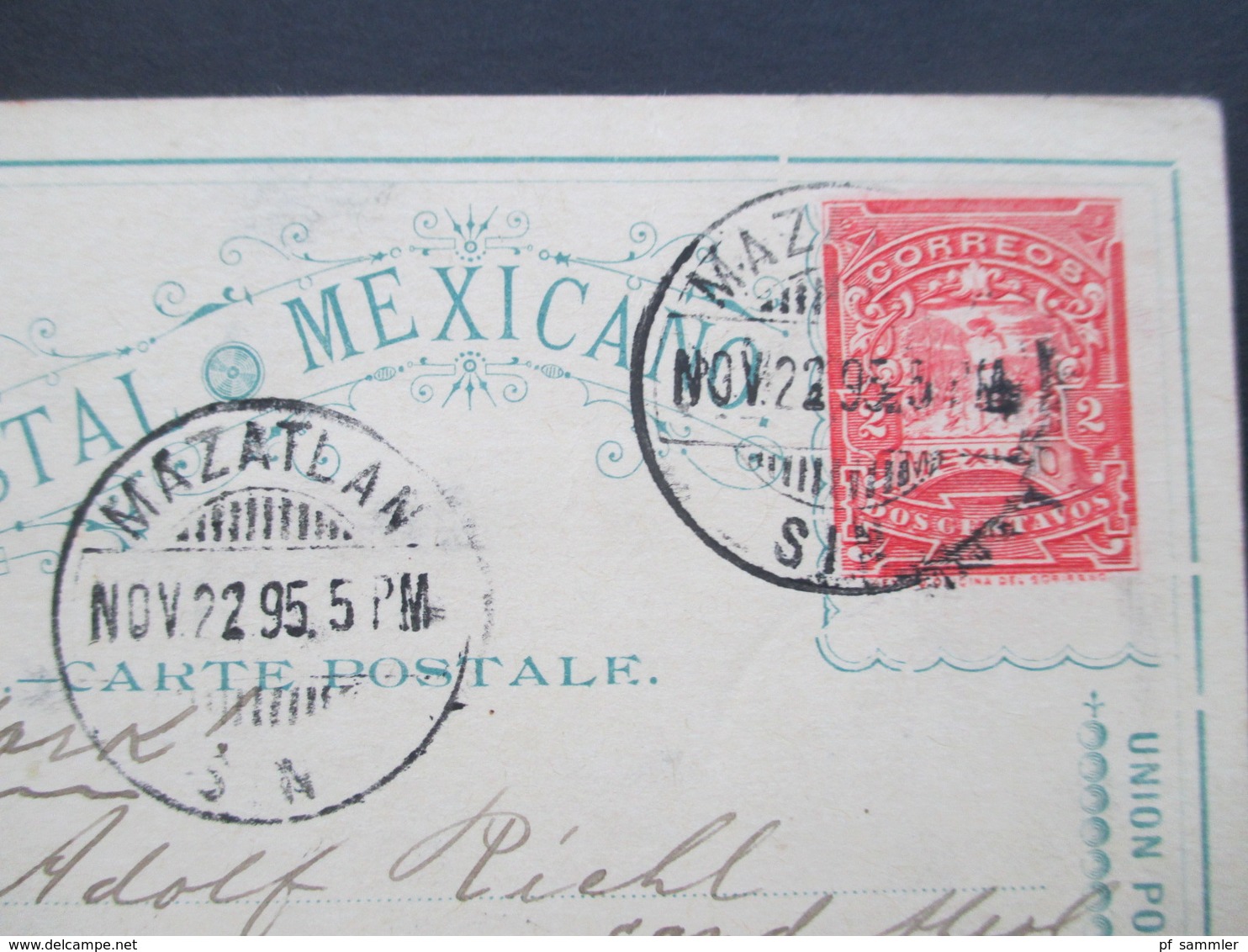 Mexico 1895 Ganzsache Mit 4 Stempeln! Mazatlan Nach Jüterborg. Via New York - México