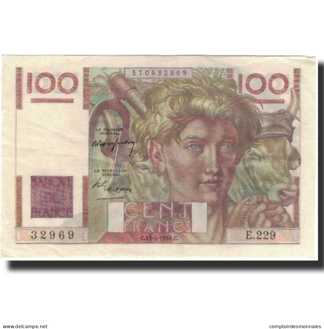 France, 100 Francs, 1948-04-15, SUP, Fayette:28.17, KM:128b - 100 F 1945-1954 ''Jeune Paysan''