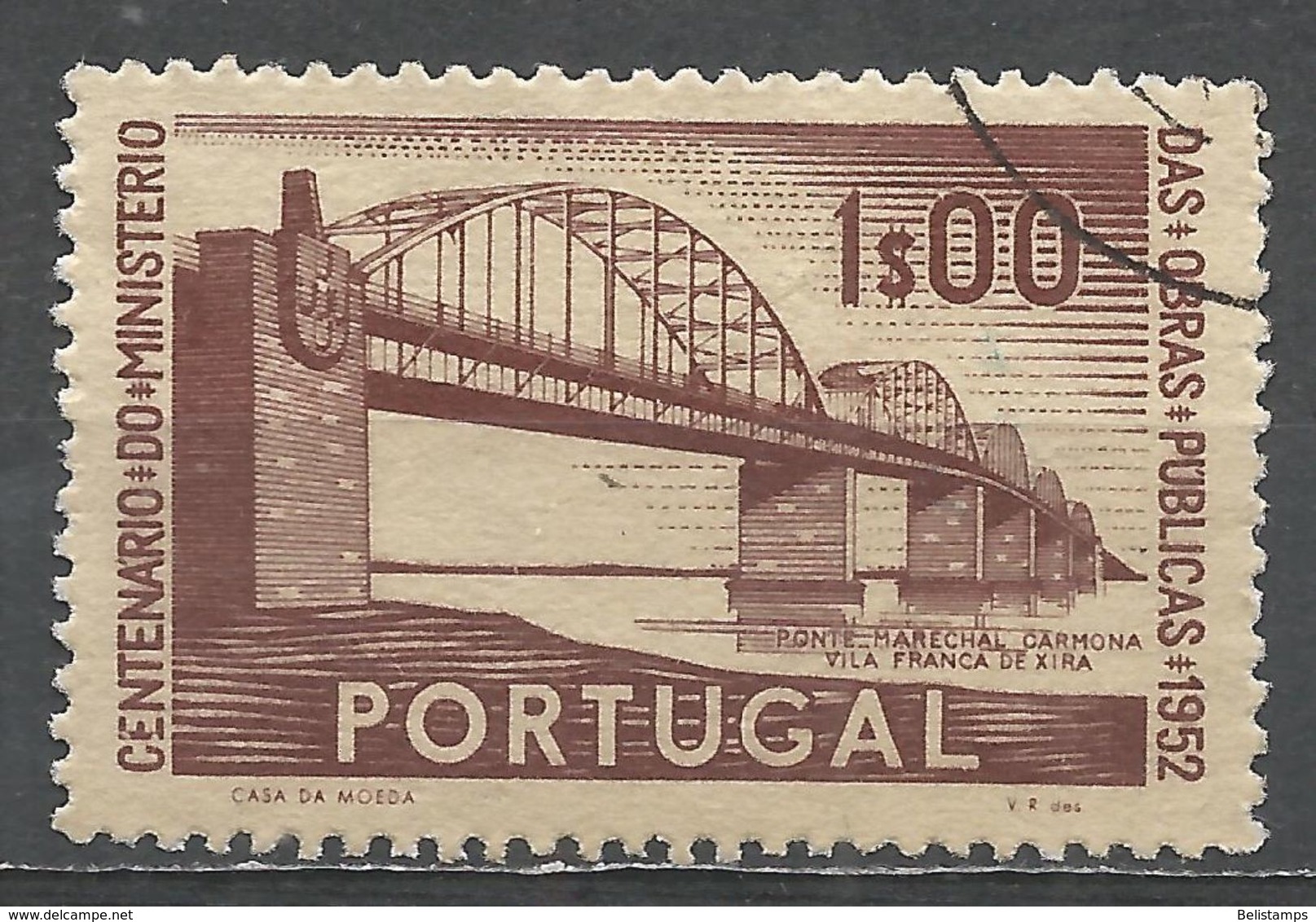 Portugal 1952. Scott #757 (U) Marshal Carmona Bridge - Oblitérés