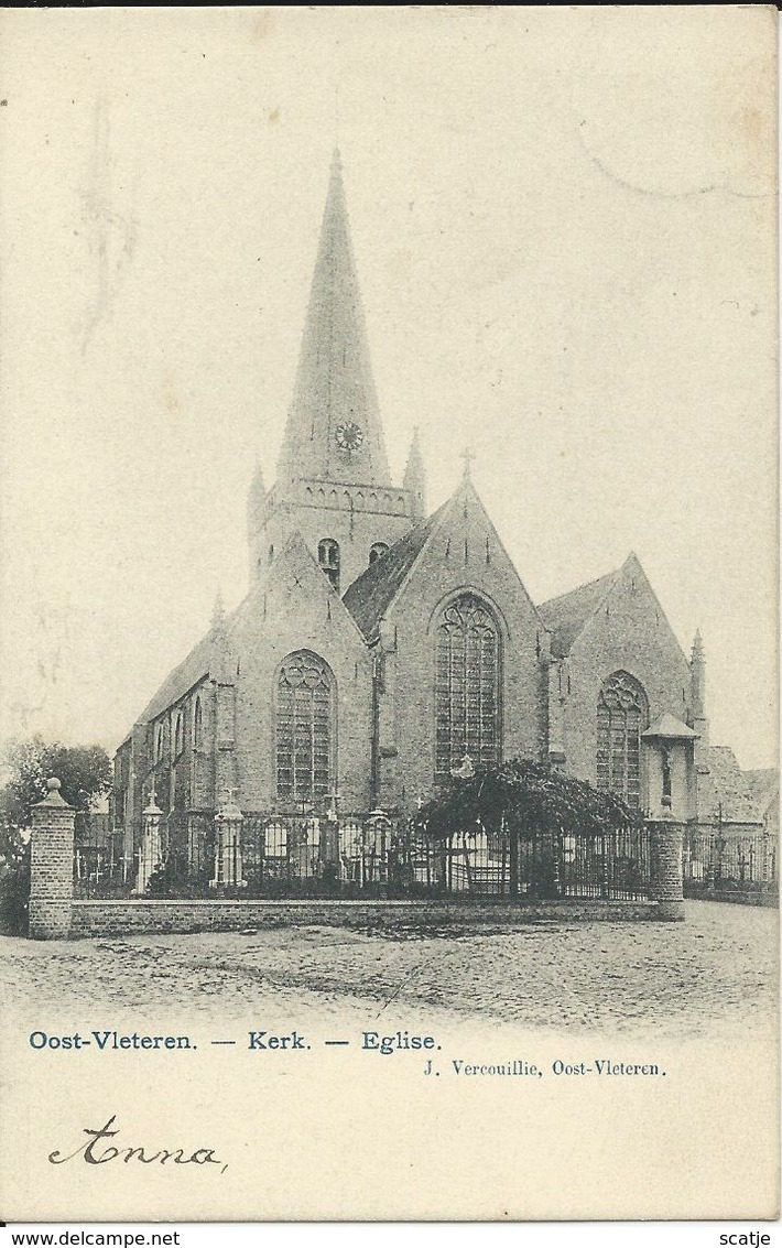 Oost-Vleteren   -   Kerk   -   Prachtige Kaart!  Naar  Reninghelst - Vleteren