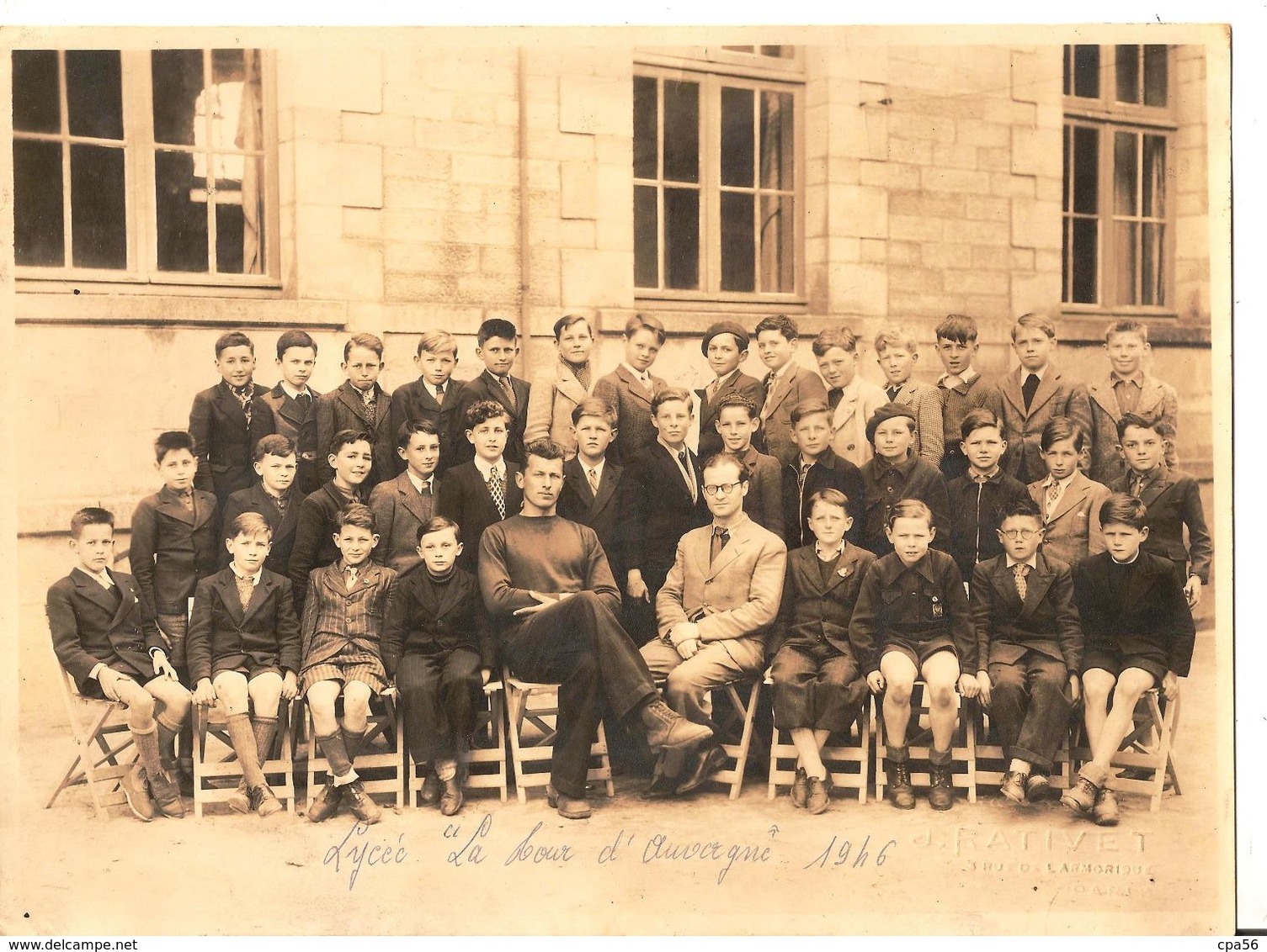 Photo De Classe - Lycée De La TOUR D'AUVERGNE - QUIMPER 1946 - RATIVET Photographe - Vente Directe X - Ecoles