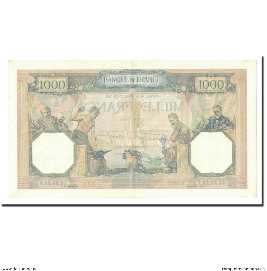 France, 1000 Francs, 1939-03-30, SUP, Fayette:38.35, KM:90c - 1 000 F 1927-1940 ''Cérès Et Mercure''