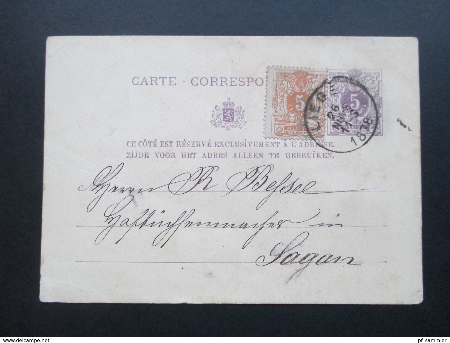 Belgien 1878 U. 1882 2 Ganzsachen Mit Zusatzfrankatur Nach Sagan - 1869-1883 Leopold II