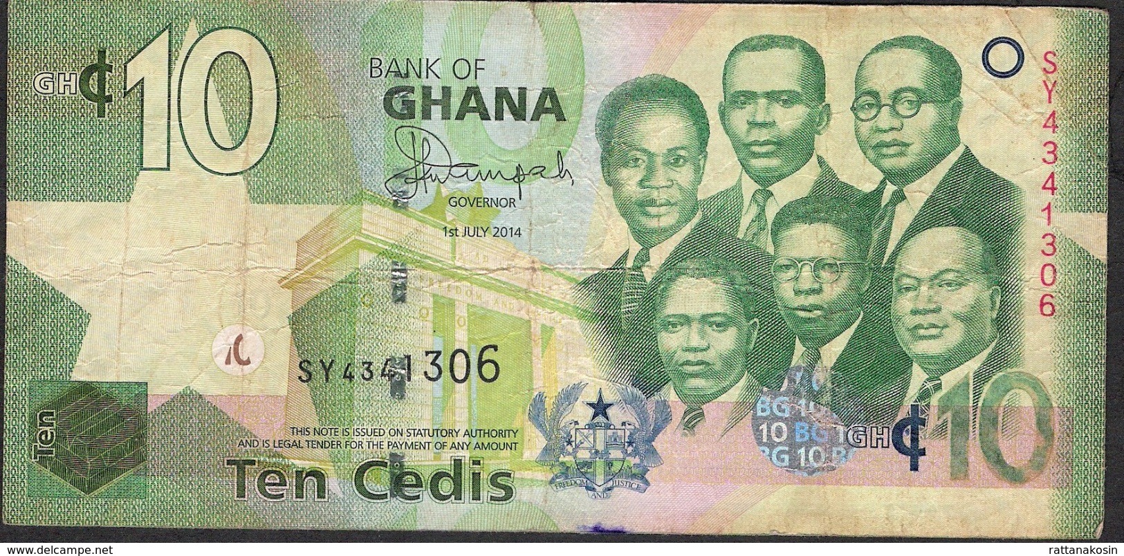 GHANA P39e 10 CEDIS 1.7.2014 #SY Signature 13    VF - Ghana