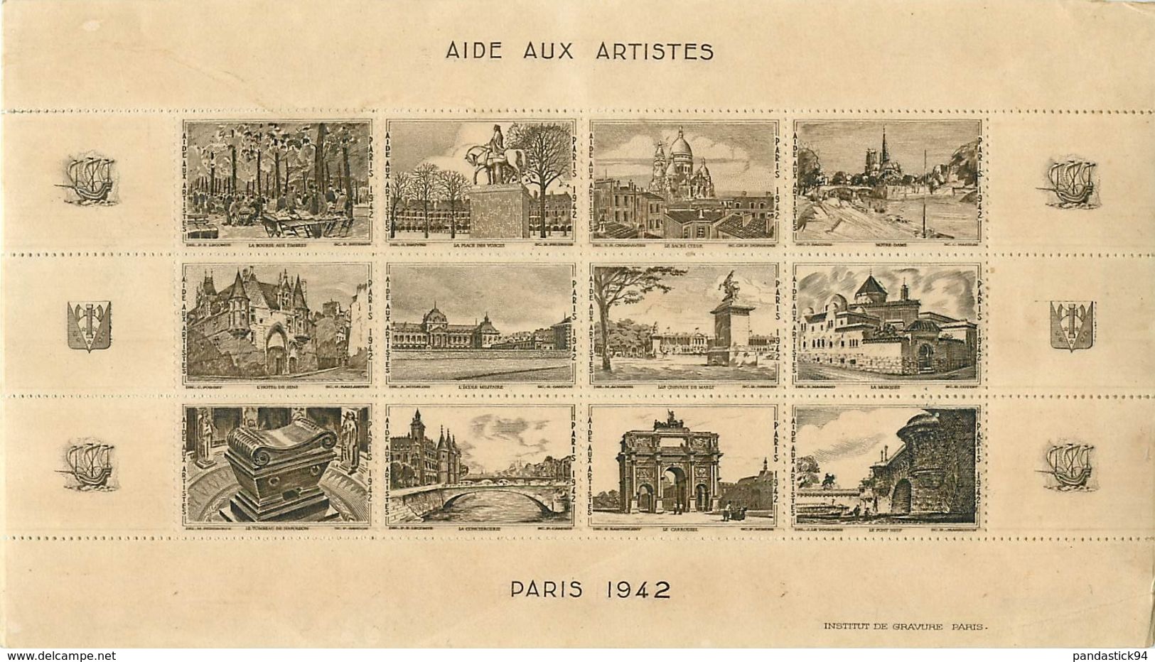 Timbres FRANCE PARIS Collections UN LOT DE SERIS 6  BLOC TIMBRES 1942 AIDE AUX ARTISTES  VOIR IMAGES - Collections