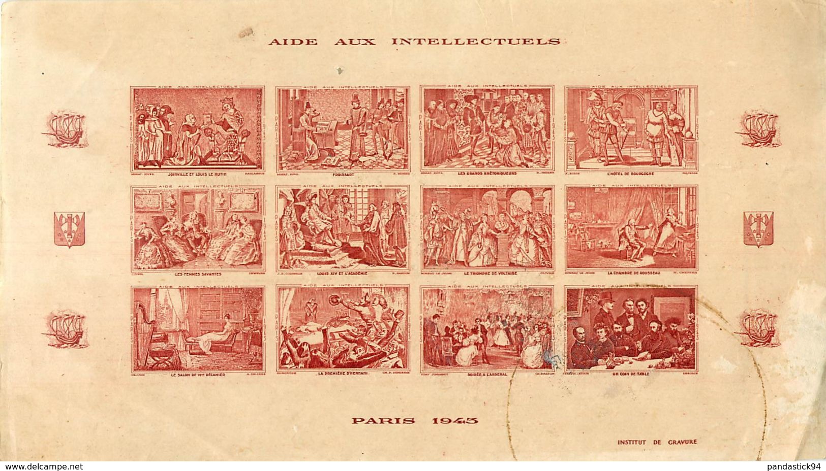 Timbres FRANCE PARIS Collections UN LOT DE SERIS 6  BLOC TIMBRES 1942 AIDE AUX ARTISTES  VOIR IMAGES