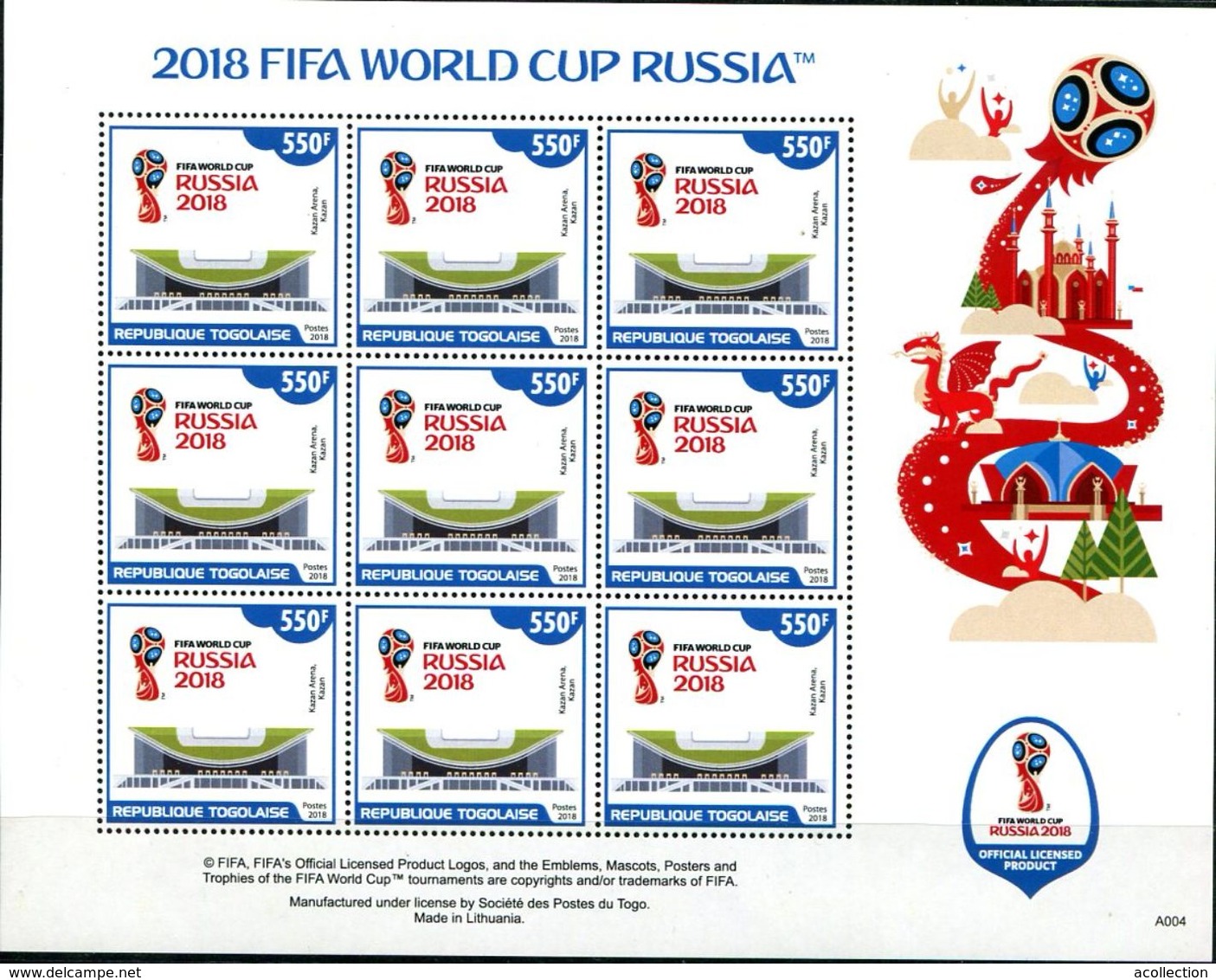 TOGO 2018 FIFA WORLD CUP FOOTBALL SOCCER RUSSIA 2018 4 SHEETS - 2018 – Russia