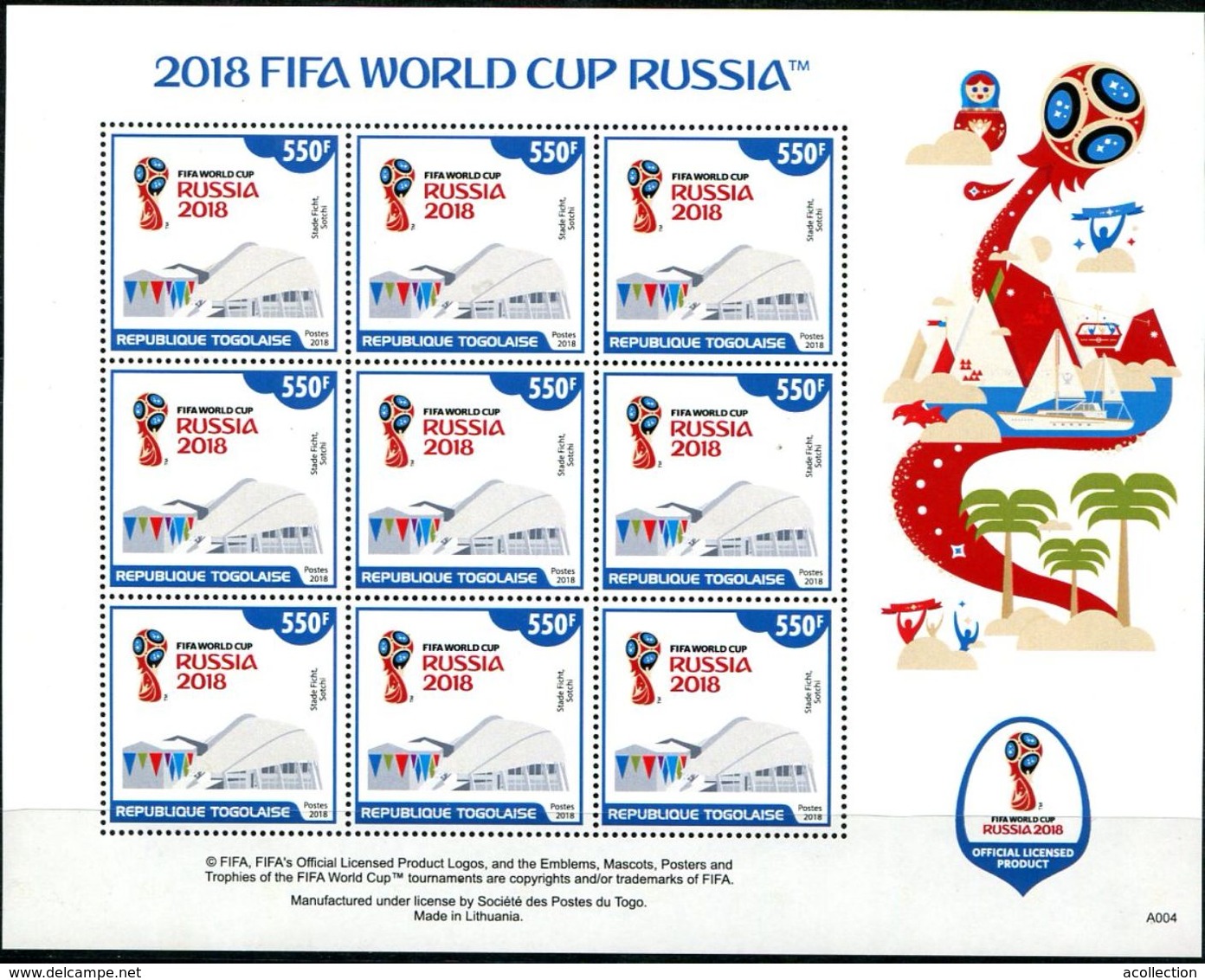 TOGO 2018 FIFA WORLD CUP FOOTBALL SOCCER RUSSIA 2018 4 SHEETS - 2018 – Russia